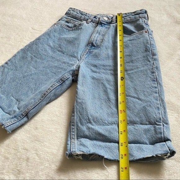 Zara Women Join Life Premium 90s Bermuda High Waist Denim Jeans Shorts US 0 - Picture 5 of 11